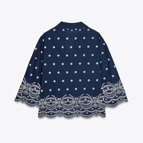 ZARA 2 PIECES EMBROIDERED SHIRT WITH EMBROIDERED CULOTTES SIZE XS - Picture 9 of 13